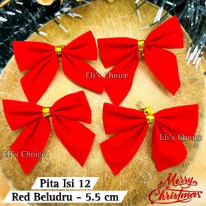 PITA NATAL MERRY CHRISTMAS RIBBON DEKORASI POHON NATAL PITA MERAH GOLD SILVER PITA NATAL SIAP PAKAI
