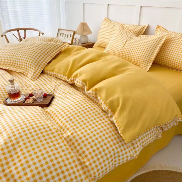 Solid color4 in1 Stripe Elegant Hotel Quality Bedding Set (1 Fitted Bed