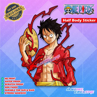 One Piece Monkey D. Luffy Half Body Peeker Indoor Outdoor Vinyl Sticker Waterproof & Non-Faded