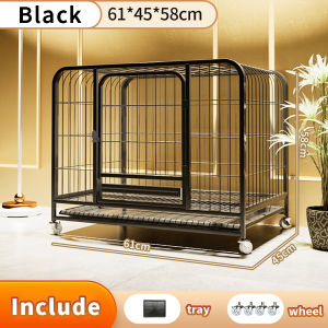 Mobile Square Tube Wire Dog Cage Large Sangkar Anjing Besar With Tray Pet Cage Indoor Dog House