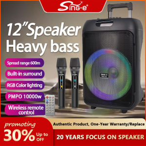 SING-E【15000W PMPO】Portable Wireless Bluetooth Speaker 12 inch Large Big Size Speaker Heavy-duty Super Bass Karaoke Speakers  Amplifier Loud db Audio hifi Surround Speaker Subwoofer for With Mic Microphone RGB Light 2 way PC Phone Speaker Bluetooth