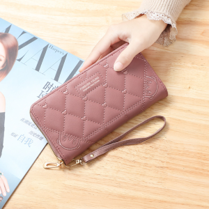 UISNMAILL #6203 Fashion Embroidered Heart-Shaped Long Wallet Multi Card Slot Zipper Large Capacity