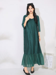 Miyake High-end Elegant Pleated Dress Heavy Embroidery Loose Slimming Round Neck Pullover Dress #20252167