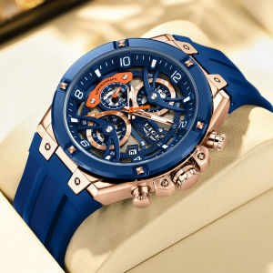 LIGE Luxury Military Men Watch Waterproof Luminous Date Sport Men Wristwatch Chronograph Silicone Strap Quartz Men Watches + Box
