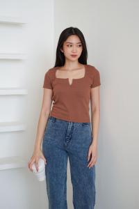 Ami Collection - Atasan Wanita Lengan Pendek / Short Sleeve Top Rib / Atasan Rib / Vneck Top