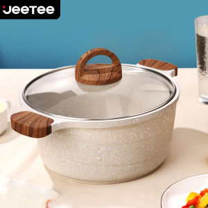 JEETEE หม้อต้มอาหาร หม้อทำอาหาร เคลือบหินอ่อน 20ซม.24ซม.28ซม.