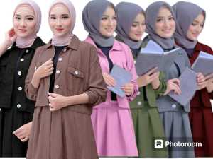 PAKAIAN WWANIT 1 SET ROK & BAJU CROP Set Elastic Franch M356