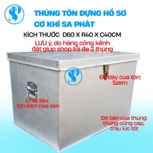 Rương tôn đựng đồ dùng văn phòng đồ gia đình đồ sinh viên tài liệu văn phòng tôn kẽm hoa sen kich thước 60X40X40 cm
