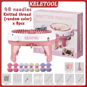 22/48 Needles Knitting Machine Kit for Adults Kids 40 Needles Smart Loom Board with Rotating Double Knit Feature Easy DIY Yarn Craft Gift for Beginners