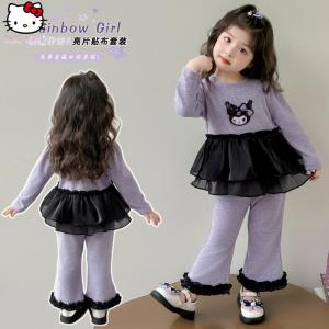 Christmas gifts Halloween Anime Sanrio Girls Sweatshirt Spring Autumn New Kuromi Kawaii Cartoon Childrens Long Sleeved Sweet Fashion Pullover Sweatpants