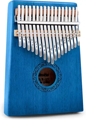 Kalimba Thumb PianoYUNDIE Portable 21 Keys Mbira Finger Piano with Tune Hammer and Study InstructionMusical Instruments Gift for Kid Beginners Professional(Blue)