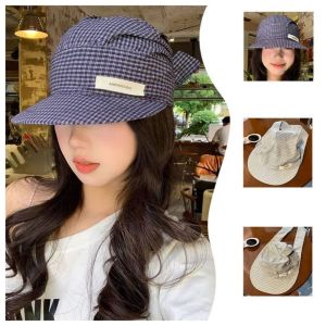 HI MIA Phong cách nông thôn Mũ bóng chày có khăn che đầu Kẻ sọc Ren Mũ bandana dây đeo Thường ngày Mũ che nắng Mũ khăn che nắng Phụ nữ