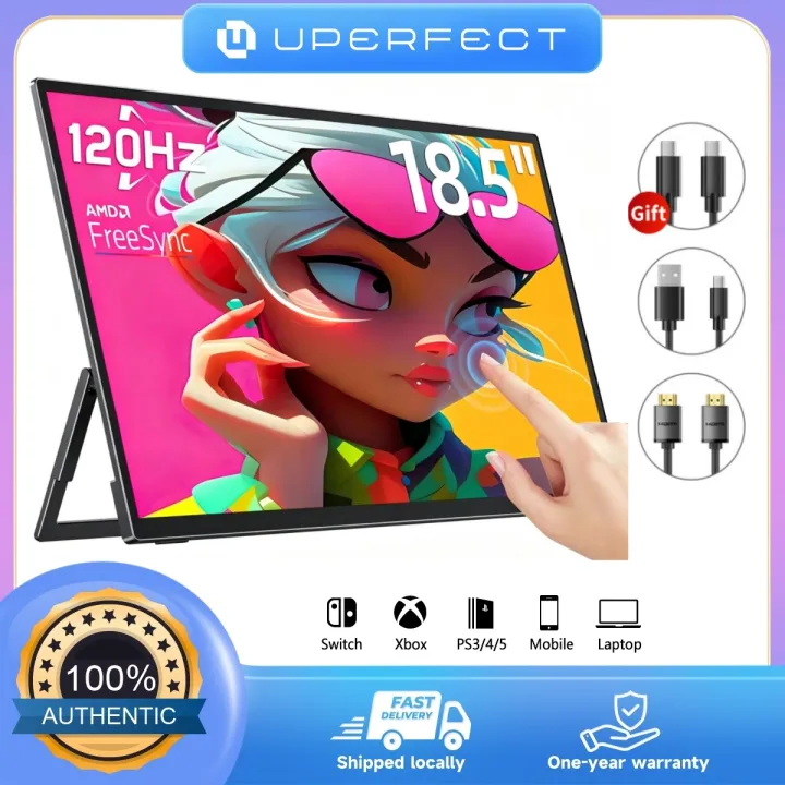 UPERFECT 18.5 Portable Monitors 1080P Touch Screen Gaming 120Hz displays Freesync for PS5/4/3 Switch Xbox Laptop Mac PC