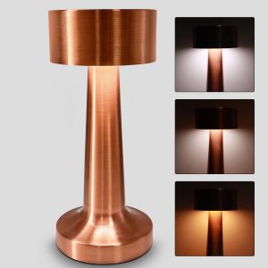 Rechargeable Touch Control Table Lamp 3 Light Colors Dimmable LED Cordless Bar Desk Lamp Metal Retro Bedside Night Light For Bedroom Restaurant Cafe Decor