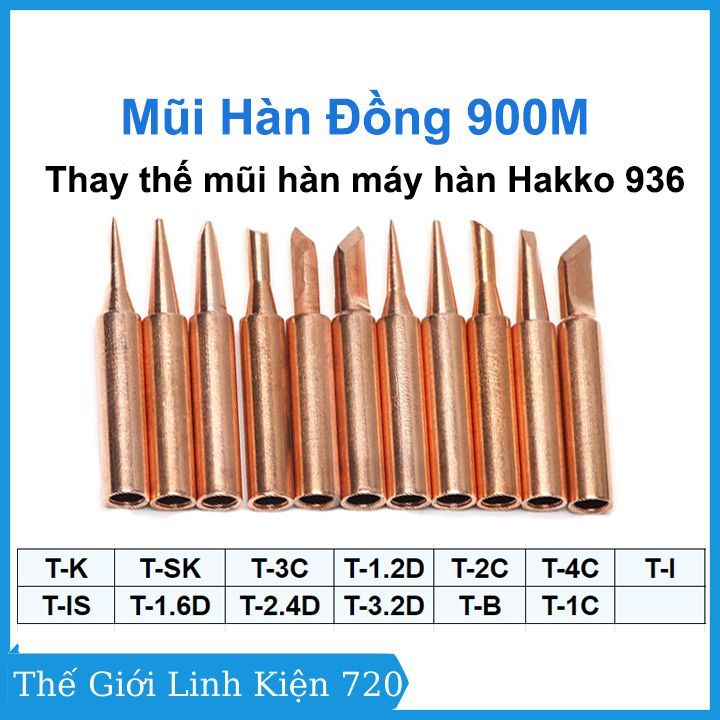 Mũi hàn 900M đồng nguyên chất dùng cho máy hàn Hakko đủ loại mũi ...