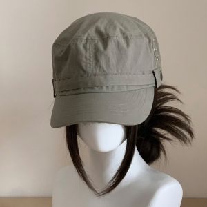 CHUN053634 Mũ lưỡi trai phẳng Nhanh khô Thoáng khí Mũ có tấm che Retro Màu đơn sắc Mũ lưỡi trai báo chí