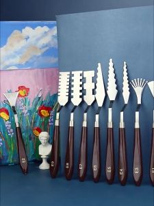 9 Pcs Flower Art Scraper Texture Knife Art Palette Knife Special-shaped Scraper Oil Painting Acrylic Paint Tool for Art Students