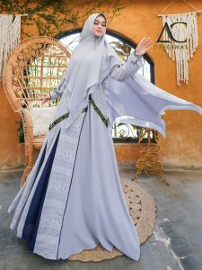gamis syari MAYSHA full ceruty kombinasi brukat model terbaru 2022 baju muslim AC terbaru