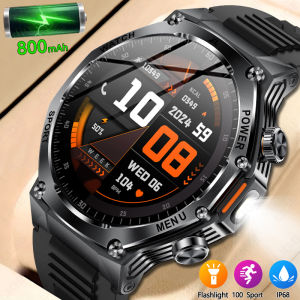 LIGE Jam Tangan Pria Pintar Kapasitas Besar Baterai 800mAh Panggilan Bluetooth Denyut Jantung Tekanan Darah Jam Tangan Kesehatan Anti Air IP67 untuk Android IOS + Kotak