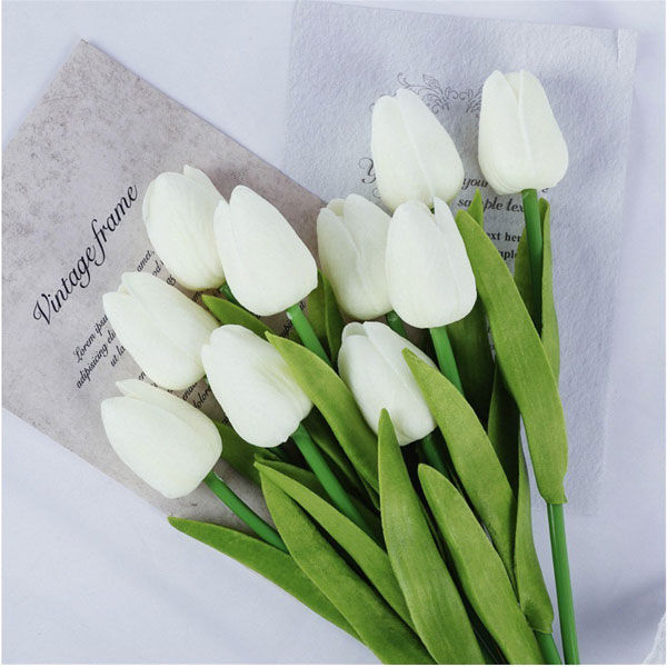 Hoa tulip giả lá thẳng chất liệu PU cao cấp dùng để chụp ảnh, decor ...