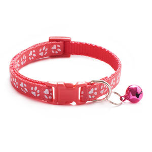 50PCS kalung kucing bermotif jejak kucing ukuran dapat disesuaikan dan berlongceng hewan peliharaan