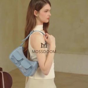 【Clearance】MOSSDOOM Womens Bag Liora Bag Imitation Denim R Motorcycle Style Stylish Casual Armpit Bag for Women