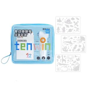 Máy phun sơn điện bộ bút với 12 màu đánh dấu bút Airbrush và 3 khuôn tô vẽ cho bé sinh viên Tranh nghệ thuật