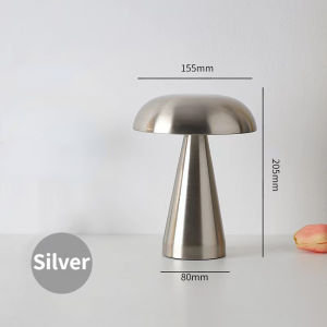 Mushroom Night Light LED Touch Sensor Table Lamp Unique Metal Rechargeable Mushroom Shape Desk Lamp Bedroom