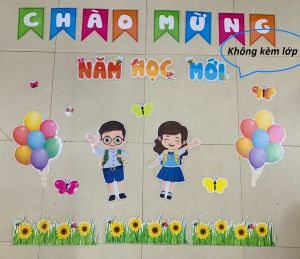 Trang trí " Chào mừng năm học mới Họp phụ huynh học sinh" ép plastic gắn sẵn nam châm lá