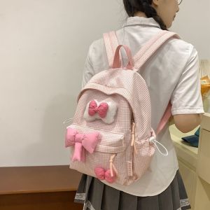(Ready)Ransel wanita lucu Ransel kuliah Verlaboite Versatile Schoolbag College Bow Bow Cute Girl Backpack SMA Backpack Kapasitas Besar Tas ransel Wanita sekolah LM75