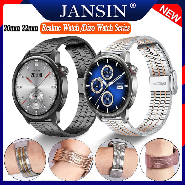 Realme Watch S2 Stainless Steel Steel Strap Bracelet Realme Watch S Pro  Sport T1 TechLife Watch S100 Dizo Watch Pro R Talk Go Talk Watch D Talk 