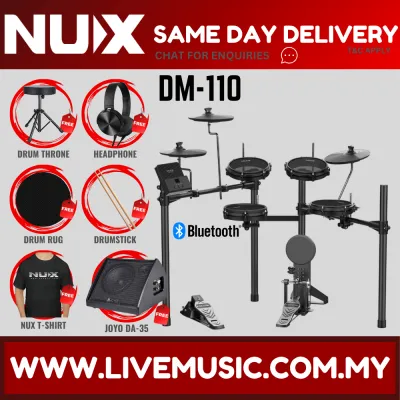 NUX DM-110 5-Piece Digital Electronic Drum Set with Amplifier And Drum Throne ( DM1X DM 1X DM 110 DM110 )