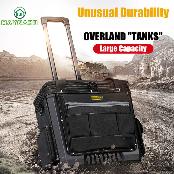 13" Wide Mouth Rolling Tool Bag, Portable Rolling Tote Bag with