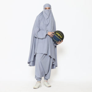 Allev Risha Set Sirwal Akhwat dan Khimar Lengan serta Cadar - Biru Muda