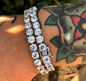 CLIBER In Stock Jewellery Gift Sets 18K Gold Iced Out CZ Zircon Cluster Diamond Cuban Bracelet Bangle for Men Motorcycle Party Steampunk Hip Hop Jewelry