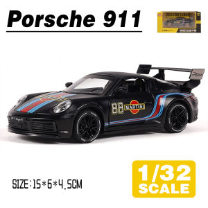 LEO 1:32 Porsche 911 Martini Diecast โมเดล รถอัลลอยด์รถยนต์ของเล่นคอลเลกชันของขวัญสําหรับเด็กชายสาว ของเล่นเด็ก