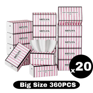 (20Pack Big Size) MITUYA Pink Series Tissue Ready Stock Facial Soft Ribbon (90 pulls x 4ply = 360pcs)