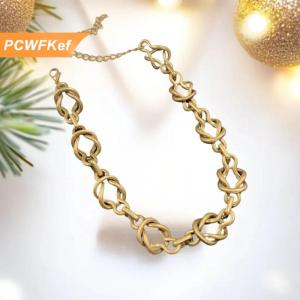 【PCWFKef】 Cổ điển mạ Vàng phóng đại Vòng cổ retro ánh sáng sang trọng Clasp Chuỗi cổ áo thời trang trang sức phụ kiện Quà Tặng