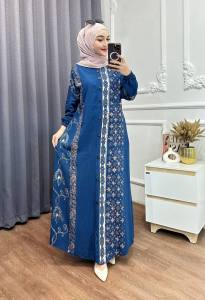 Gamis Twill Rayon Model Kancing Cap Malaman Premium Kekinian Pekalongan