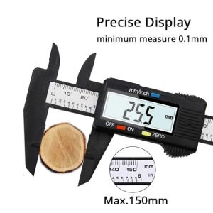 Jangka Sorong Digital LCD 6" Inch Carbon Plastik Sigmat Vernier Caliper Fiber JIGO-150