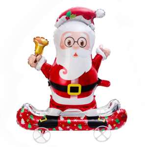 Merry Christmas theme 35 inches Santa Claus Train Deer Elk with wheels party decoration aluminum foil balloon