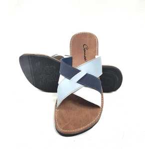 Sandal Kulit Slop Slide Wanita Flat Motif Kombinasi Sandal Wanita Terbaru Kekinian CMT Sandal Kulit  Sandal Kekinian  - REAKKA