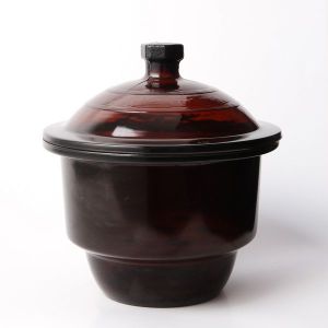 DESICCATOR JAR AMBER WITH PORCELAIN PLATE