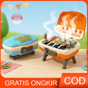 Mainan Anak 8882 MAHKOTA BBQ Mainan Grill Set Alat Panggang Sate Barbeque Dengan Aksesoris