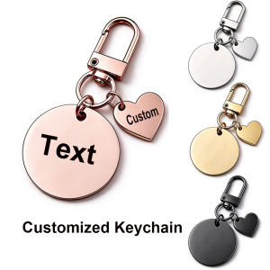 Custom Heart Keychain Personalized Stainless Steel Key Rings for Christmas Crafts DIY Gifts