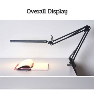 LED Table Lamp Metal Swing Arm Desk Lampwith Clamp Desk Lamp Dimmable 3 Color Temperatures