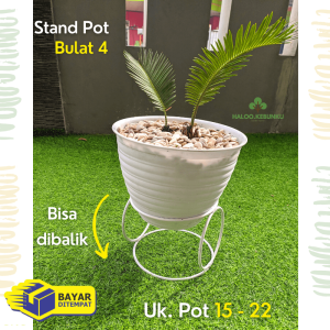 KEBUNKU StandPot Bunga Unik hiasan tanaman artifisal Bulat 4 Mini bahan besi Kokoh
