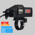 AUTOFun Motorcycle Digital Voltmeter Charger Motor Cas HP Motor 2 USB 3.1A 10-24V Universal Dual USB Charger +Voltmeter. 