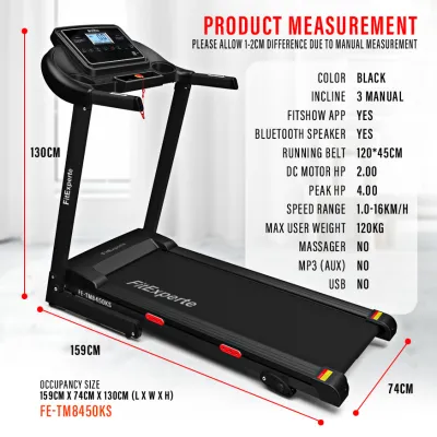 [Europe Grade] SellinCost FEXPERT Treadmill Murah 3.5HP / 4.0HP Motor Hydraulic Unfold with FitShow App & Bluetooth Speaker 1yr Warranty Super Wide 56x108cm Running Machine Foldable Treadmill Jogging 14KMH Speed INCLINE TM9450KS TM8450KS 跑步机