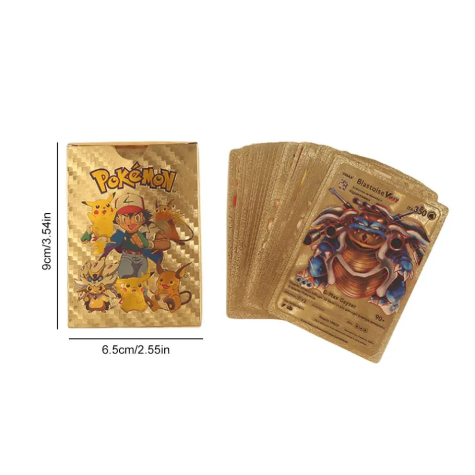 55Pcs Pokemon Trading Cards English Pokemon Gold Foil Card Ultra Rare Game  Collection Cards for Fans Kids Collectors - Lazada | Lazada